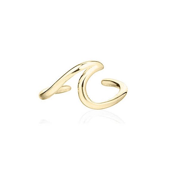 Ocean Wave Ear Cuff Crawler Fake Cartilage Earring in Gold - Picture 3 of 7